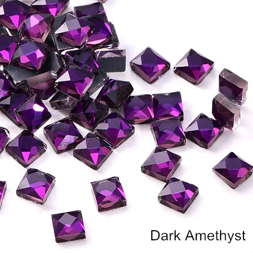 Dark Amethyst 100 шт 6 мм стразы горячей фиксации стразы квадратные плоские с оборота стеклянные DMC горячей фиксации стразы железные стразы свадебное платье B0308 - Цвет: Dark Amethyst