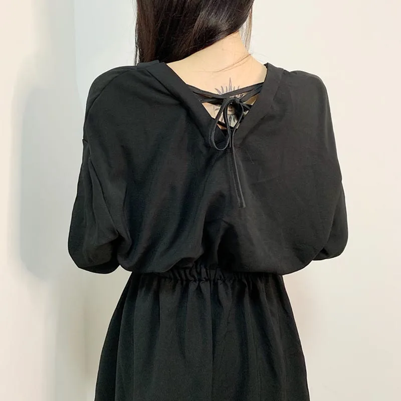 

One-Piece 2021 Korean Style Spring Autumn Chic Dress Slim Waist V-Neck Casual Temperament Dress Polo Collar Skirt Shirt Dresses