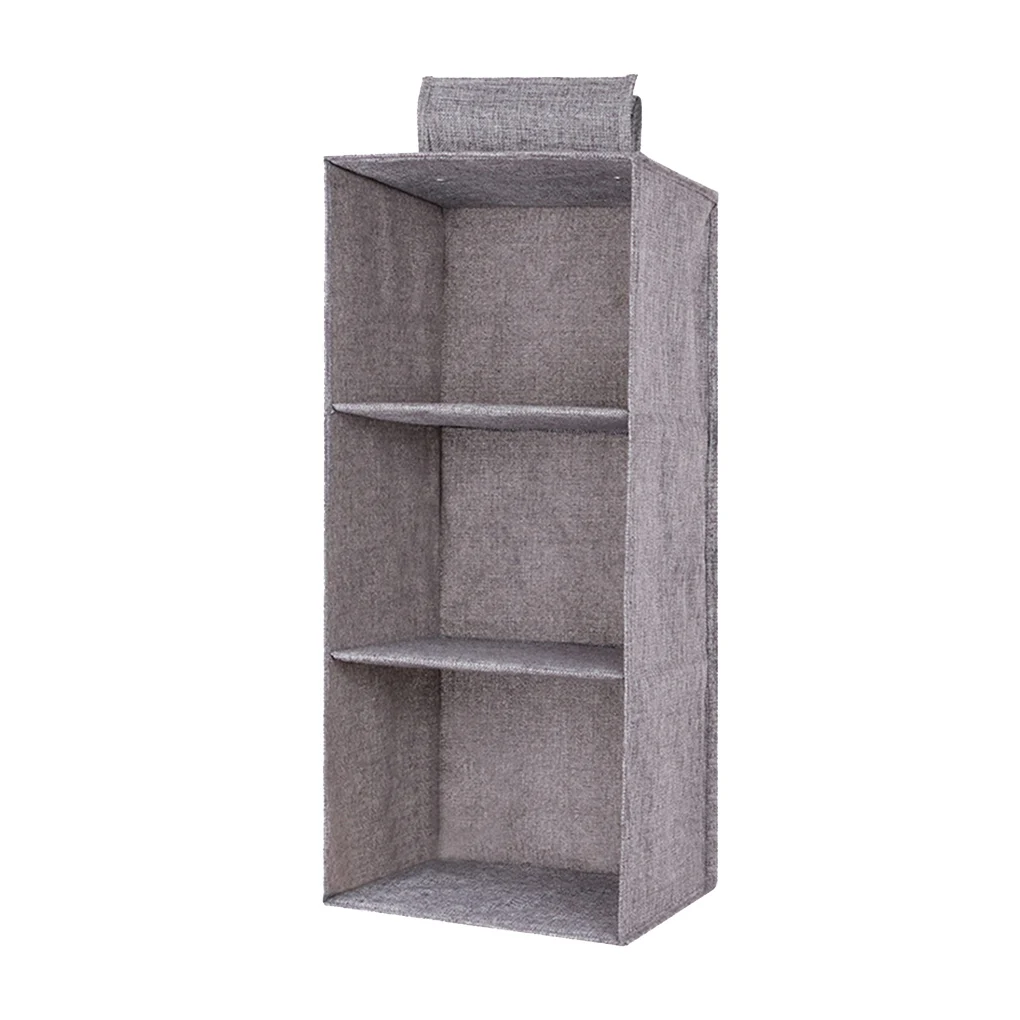 

Hanging Wardrobe Clothes Organizer Storage Home Hanging Drawer Box Bedroom Bag Box Cotton Linen 3 Layer Organizer