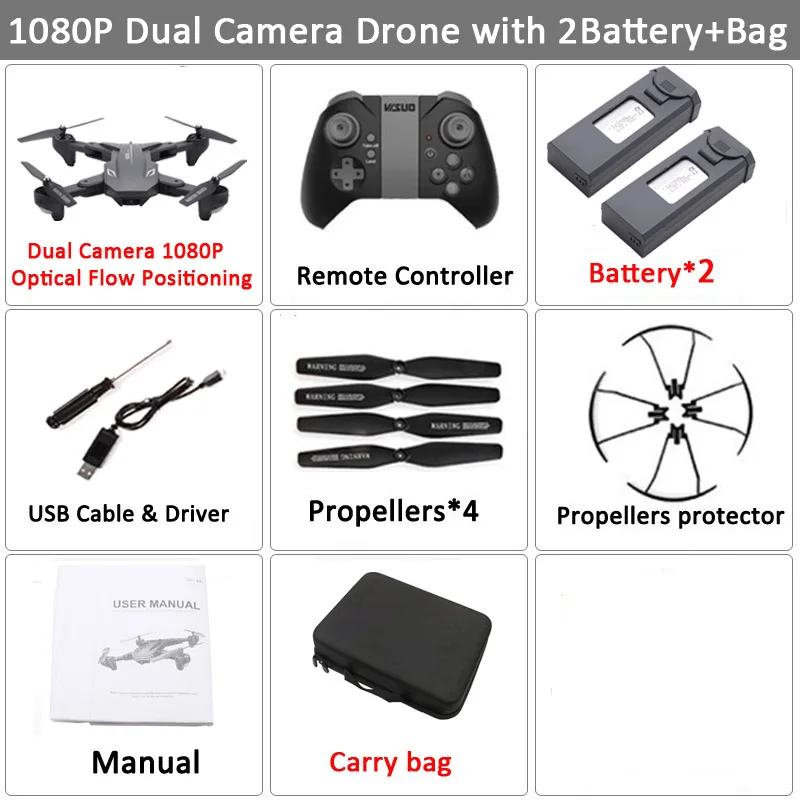 Set8 1080P 2BAT CB Visuo XS816 RC Drone с 50-кратным зумом WiFi FPV 1080P или 4K Двойная камера Drone Оптический расход Quadcopter Складная Селфи Дрон Вертолет VS SG106 - Цвет: Set8 1080P 2BAT CB