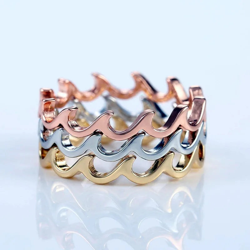 

Gu Li Fashion Female Ocean Waves Rings Succinct Design Finger Ring For Women Jewelry Gift For Girl Wholesale Dropshipping