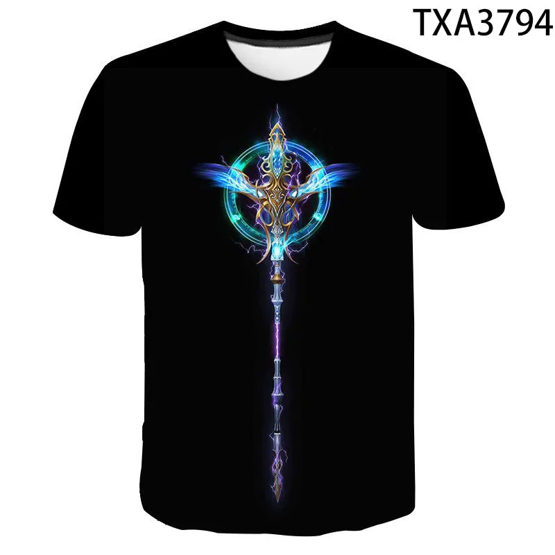 

Summer Fashion T-shirt Men Women Children 3D Print Game Weapon Sword T Shirt Boy Girl Kids Short Sleeve Harajuku Cool Tops Tees
