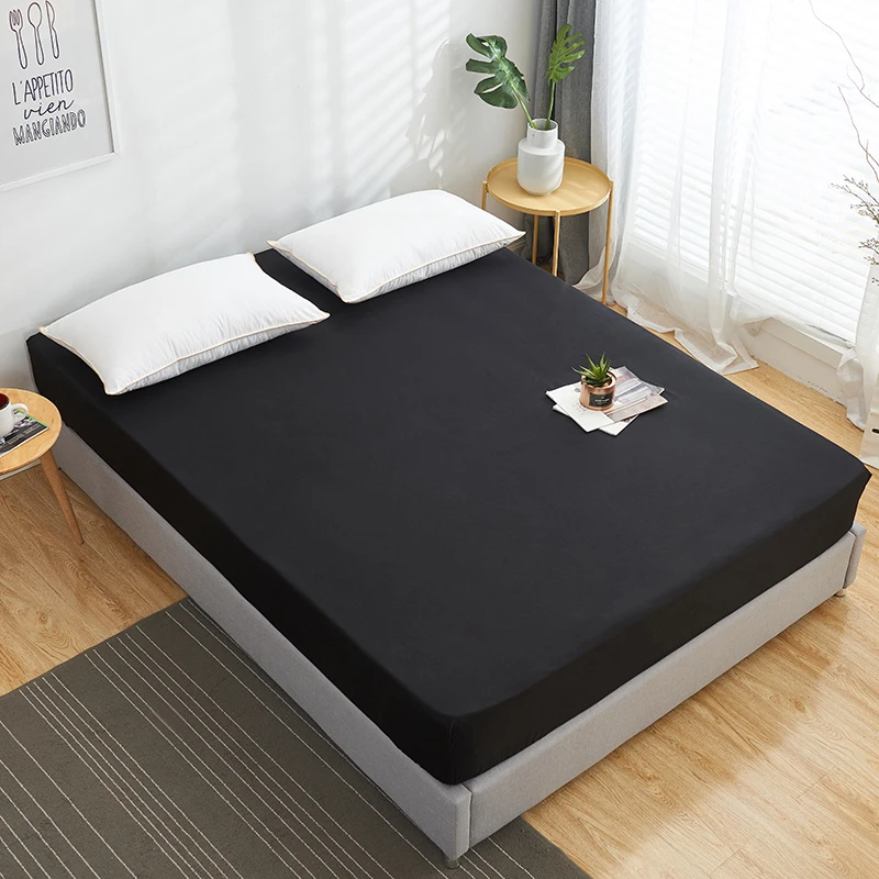 Простыня на резинке наматрасник из 100% хлопка однотонное постельное белье с