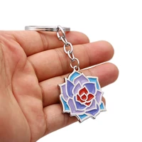 game bloodstained ritual of the night keychain rose flower pendant key ring chain neck car bag chaveiro cosplay jewelry gift