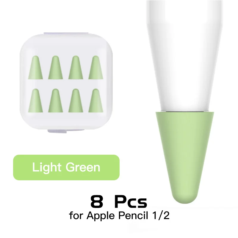 8pcs Green ANMONE 8 шт. силиконовый наконечник Чехол ручка для тачскрина защитный чехол кожа для планшета карандаш 1st 2nd стилус сменный наконечник чехол s - Цвета: 8pcs Green