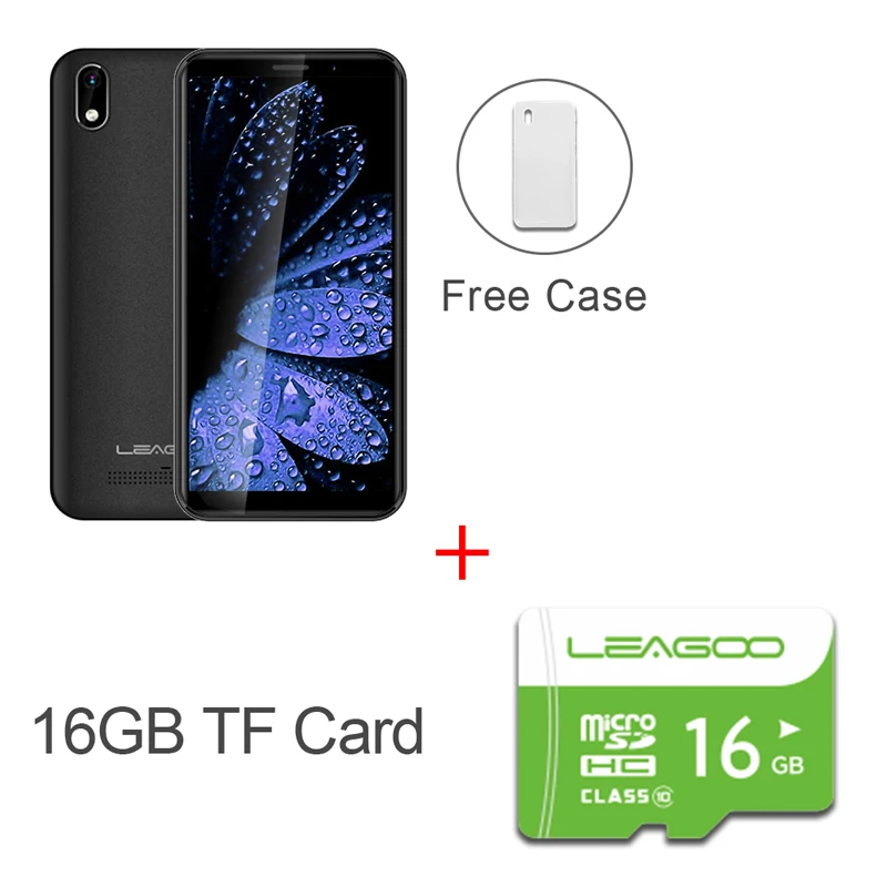 BLACK N 16GB CARD LEAGOO Z10 Android мобильный телефон 5," 18:9 дисплей 1 ГБ ОЗУ 8 Гб ПЗУ MT6580M четырехъядерный 2000 мАч 5MP камера 3g смартфон - Цвет: BLACK N 16GB CARD