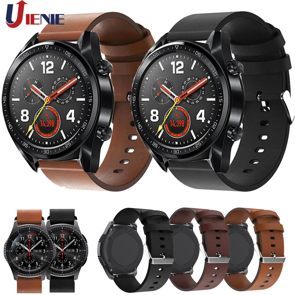 Ремешок кожаный для смарт часов HUAWEI Watch GT 2/GT Active/HONOR Magic сменный Браслет наручных 22