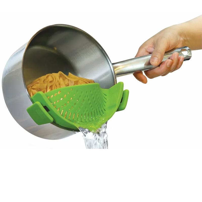 

Multifunction Silicone Cooking Tool Fun Shape Pot Drain Pan Strainer Liquid Drainer Kitchen Colander For Pans Pots #88313