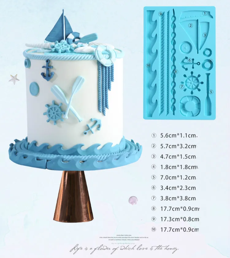 Oceans Silicone Mold Baking Tools for Cakes Paddle Sailboat Anchor Cake Fondant Bakery Decoration Mould | Дом и сад