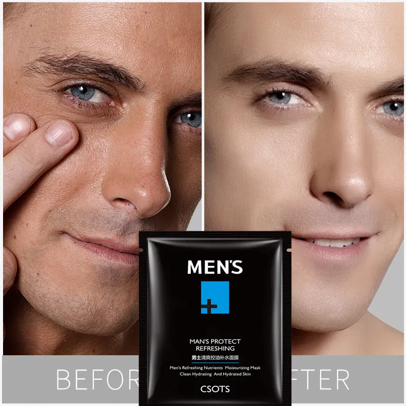 

Male Facial Mask Hyaluronic acid Face Mask Oil-control Sheet Mask Moisturizing Depth Replenishment Acne Treatment Men
