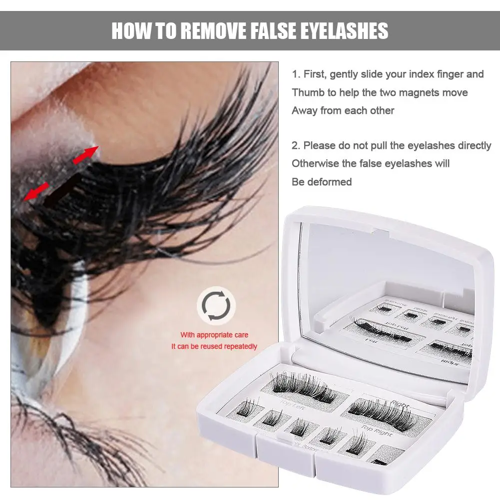 Набор Натуральных 3D Магнитных ресниц ручной работы без клея следов Накладные
