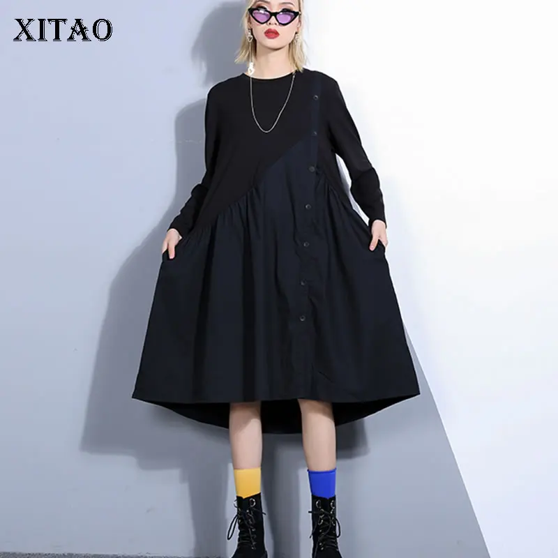 Женское Повседневное платье с круглым вырезом XITAO повседневное свободное до