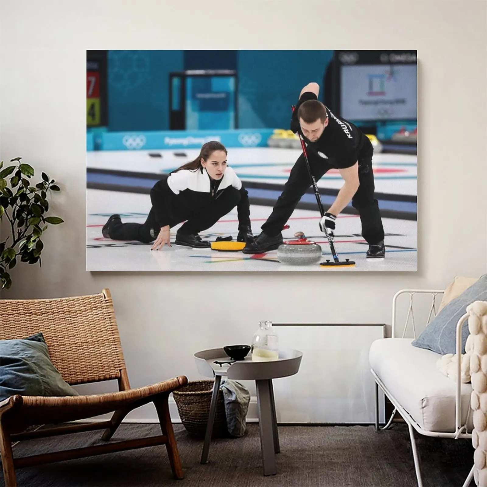 Pyeongchang Олимпийские игры 2018 завивка (3 _ 3) плакат декоративной живописи холст стены