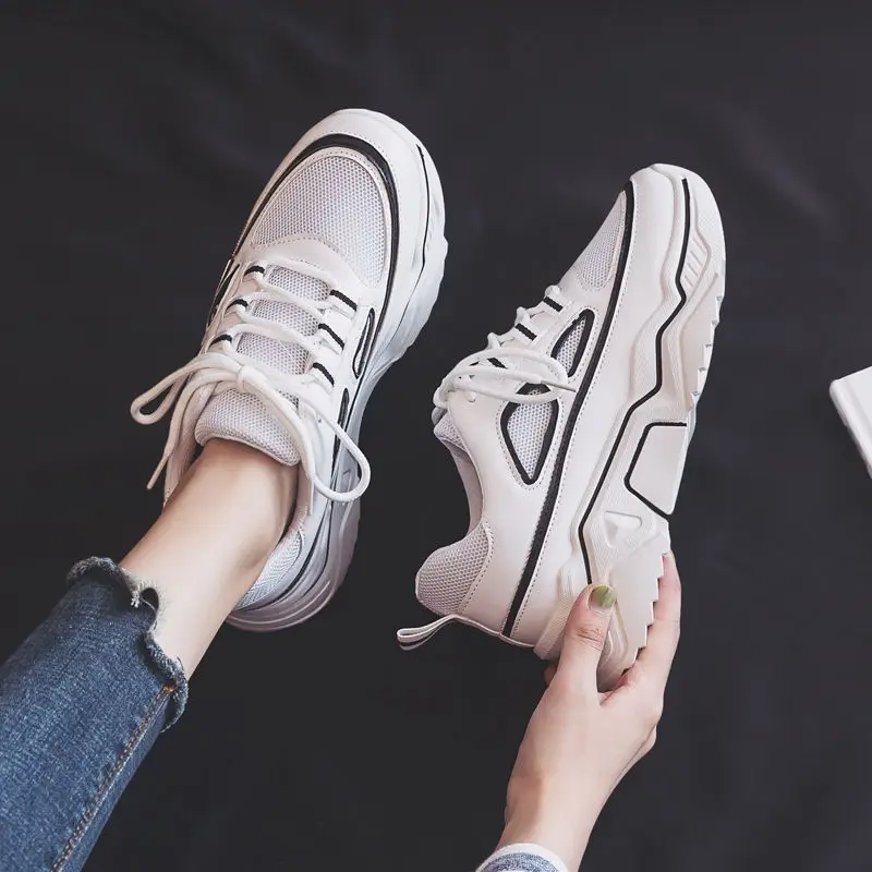 

Women Sneakers White Black Designer Shoes Woman Autumn Winter Chunky Sneakers Fashion Light Dad Shoes Ladies Platform Footwear