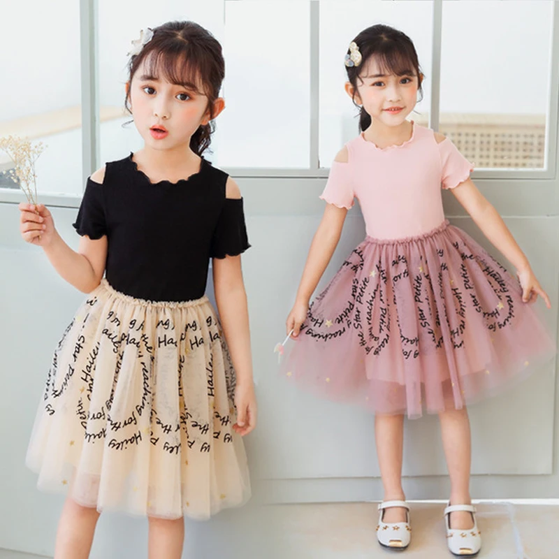 

Kids Dresses For Girls Mesh Dress Kids Party Dress Summer Short Sleeve Fashion Girls Clothes 100-150cm BC916
