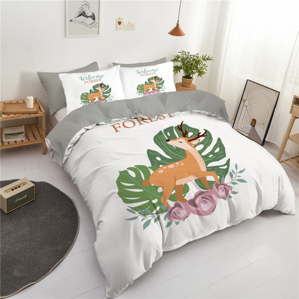 

3D Bear And Deer Printed Bedding Set Teen 240x220 Bed Home Textiles Bedclothes Animal Luxury Queen King Twin Size Duvet Cover