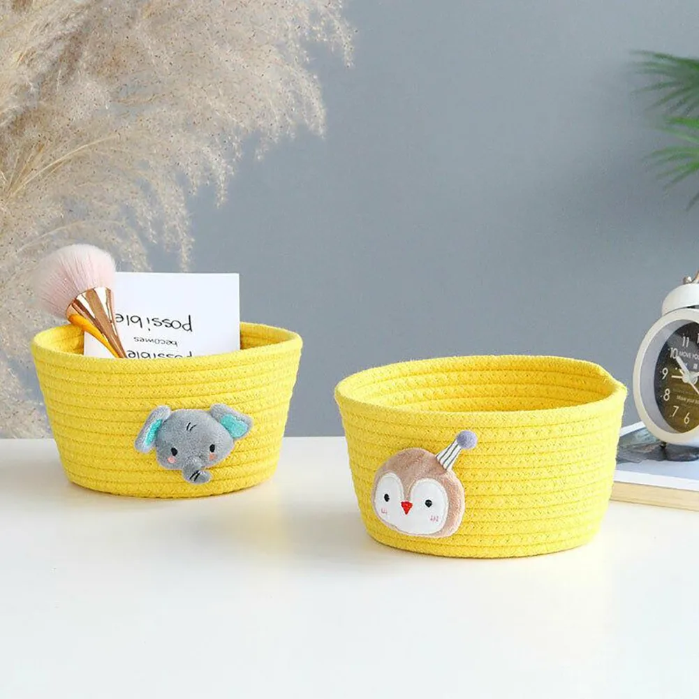 

Handmade Cartoon Animals Hand Woven Storage Basket Kids Toys Desktop Organizer Sundries Storage Box Laundry Baskets 16*9CM 1Pcs