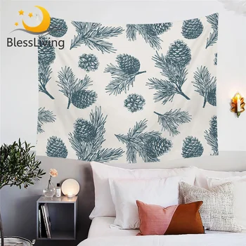 BlessLiving Pine Cones Wall Hanging Green Natural Tapestry Pinecone Home Decor Leaf Leaves Decorative Tapestry 150x200 Drop Ship 1