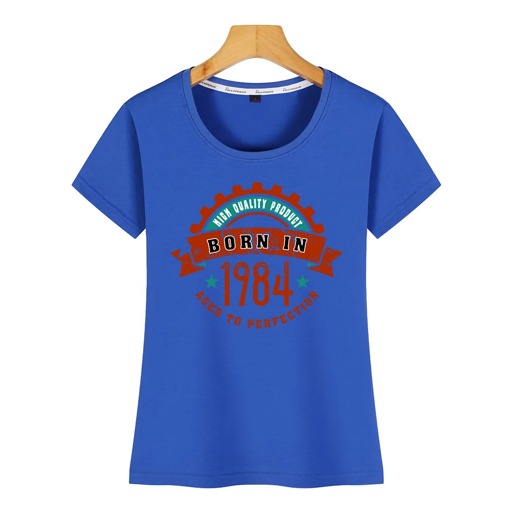 Tops T Shirt Women born in the year 1984 c Fashion White Short Female Tshirt | Женская одежда