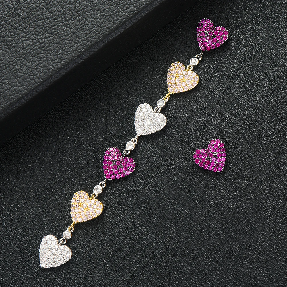 GODKI Trendy Korea Heart Charms Statement Earrings For Women Wedding Zircon Dubai Gold Jewelry aretes de mujer modernos 2020 | Украшения и