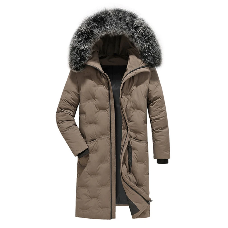 

Winter men Embroidered jacket Men Solid Jacket New Arrival Thick Warm Coat Long Hooded Jacket Fur Collar Windproof Padded Parka