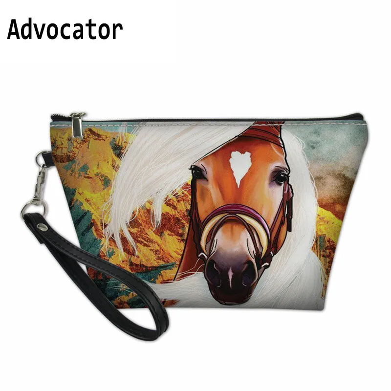 

ADVOCATOR 3D Horse Printing PU Women Make Up Bags Toiletry Bag Travel Organizer Maleta De Maquiagem Cosmetiquero Mujer Neceser