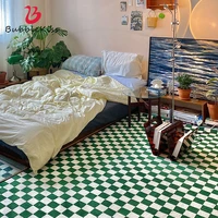 bubble kiss checkerboard green white plaid wool carpet moroccan bedroom living room decor rug bedside teenager room thick mat