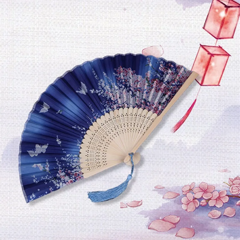 

Chinese Japanese Folding Fan Bamboo Shank Classical Dance Hand Fan High Quality Tassel Elegent Female Fan Home Decor Ornaments