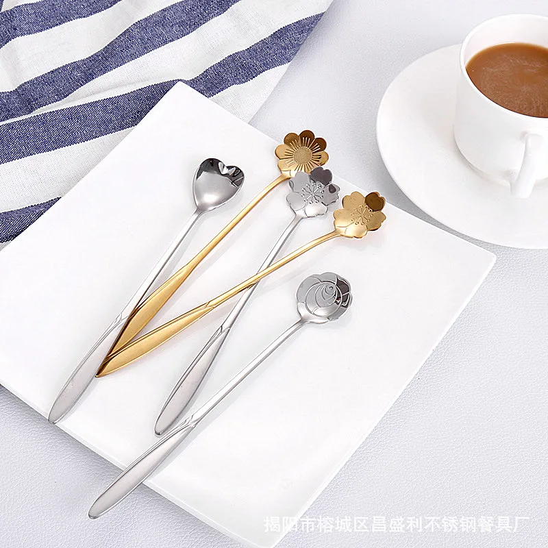 1 шт. столовая посуда в форме цветка сахар из нержавеющей стали серебряные