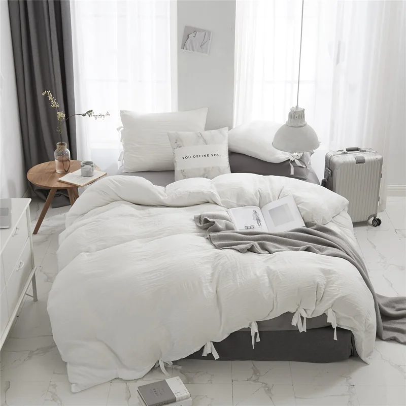 

White Blue Cover Set With Bed Linens Bedclothes Quilt Size Bedspread Bedding Set Cushions Home Decor Stretch Furniture Covers