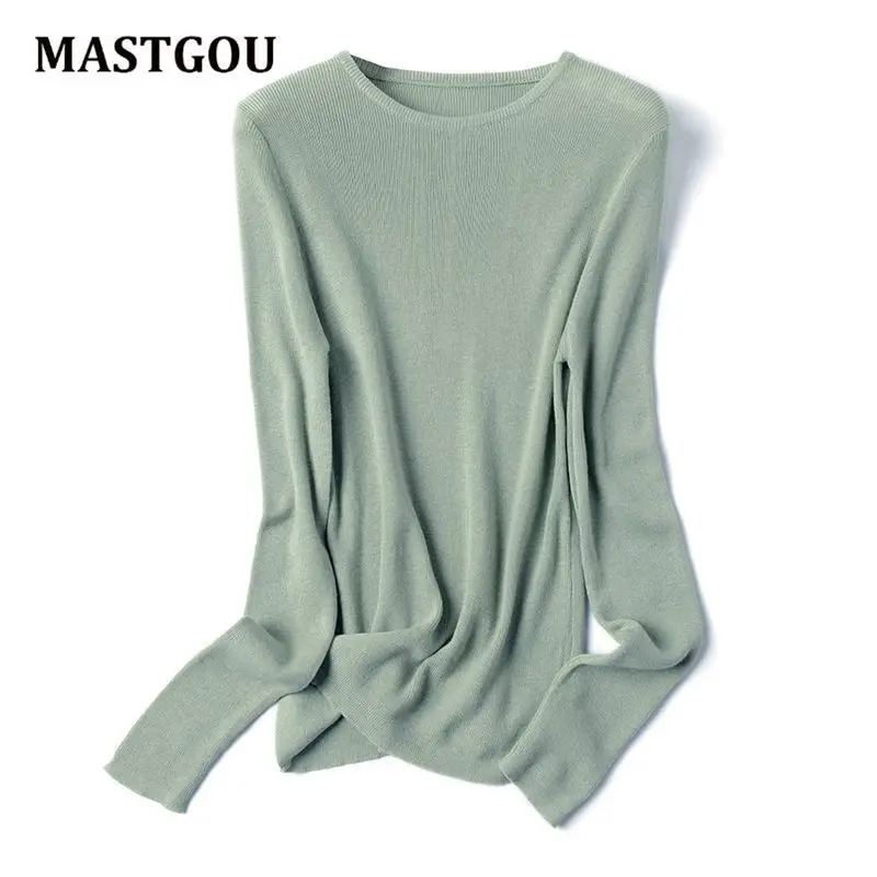 

MASTGOU Women Basic O Neck Sweater Tops Cashmere Casual Sweater Knitted Chic Pullovers Woman's Sweater Jersey Knit Jumpers Top