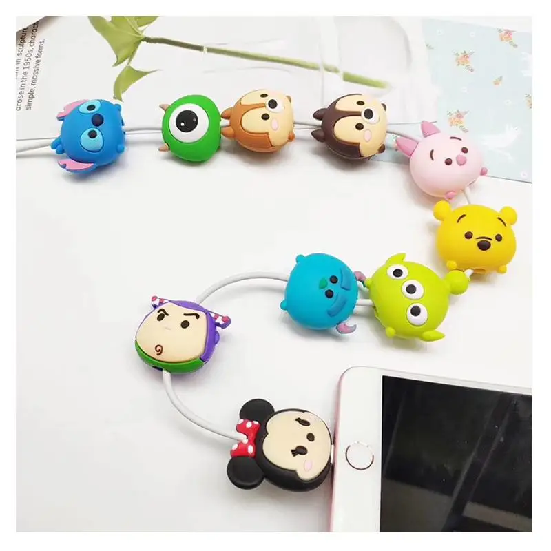 Милый Кабельный органайзер с героями мультфильмов, защита от usb зарядки, шнур для передачи данных, защитный держатель, чехол, органайзер, кабель, провод