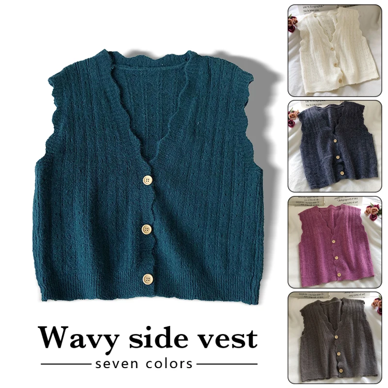 

Женская обувь; Сезон весна-осень; Корейский Стиль в винтажном стиле; С v-образным вырезом трикотажный жилет без рукавов пуловеры для женщин, ...