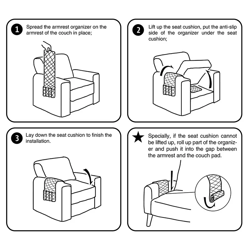 Anti-Slip Armrest Caddy Pocket Organizer for Sofa Couch Chair Recliner Storage Phone Book azines Armchair Remote Cont | Дом и сад