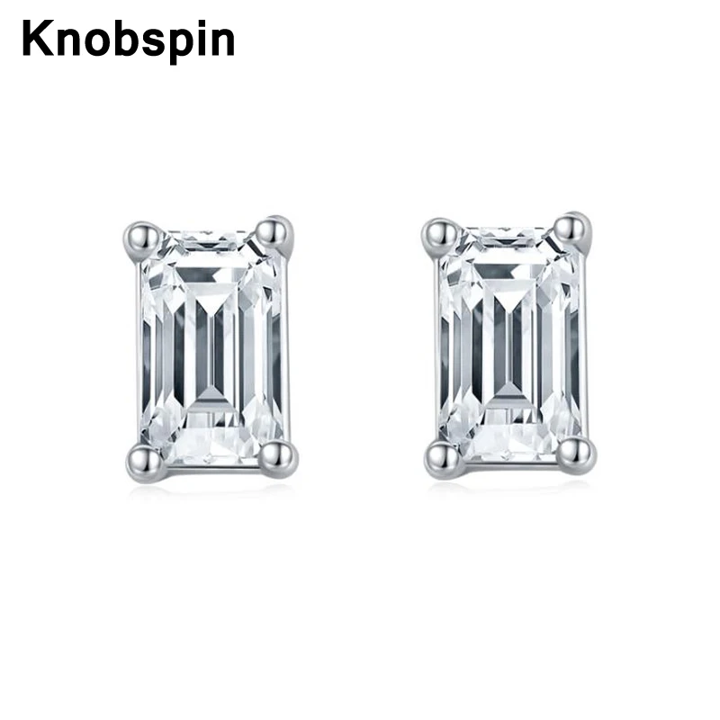 

Knobspin 100% 925 Sterling Silver 0.5ct Each Moissanite Stone Earrings With GRA For Women Wedding Engagement Party Fine Jewelry