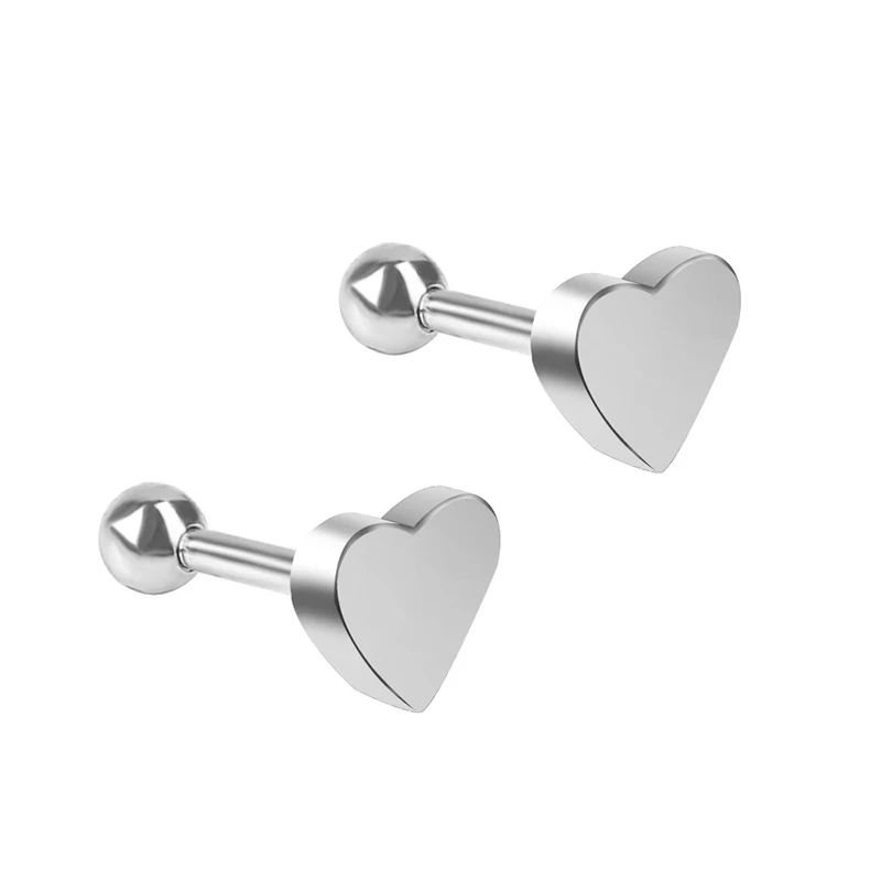 Women Heart Stud Earrings Shiny Smooth Side Simple Mini Chainless Fashion Female Earring Jewelry Accessories Girls | Украшения и