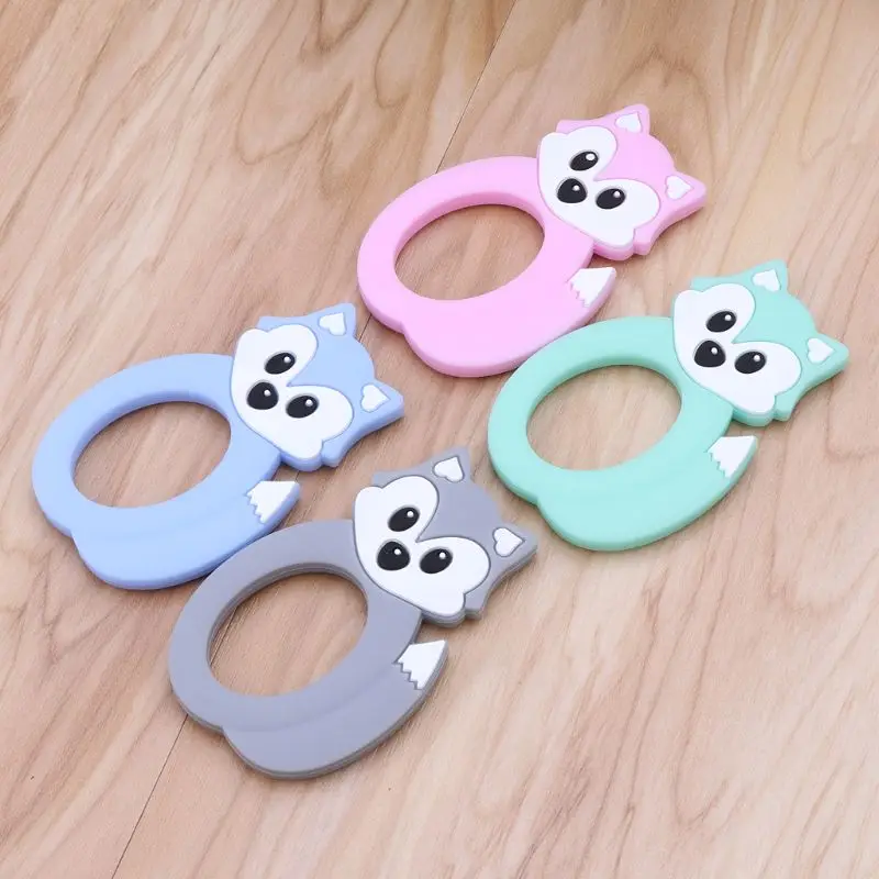 

Fox Silicone Teething Toy Baby Teether Beads DIY Chew Necklace Nursing Pendant