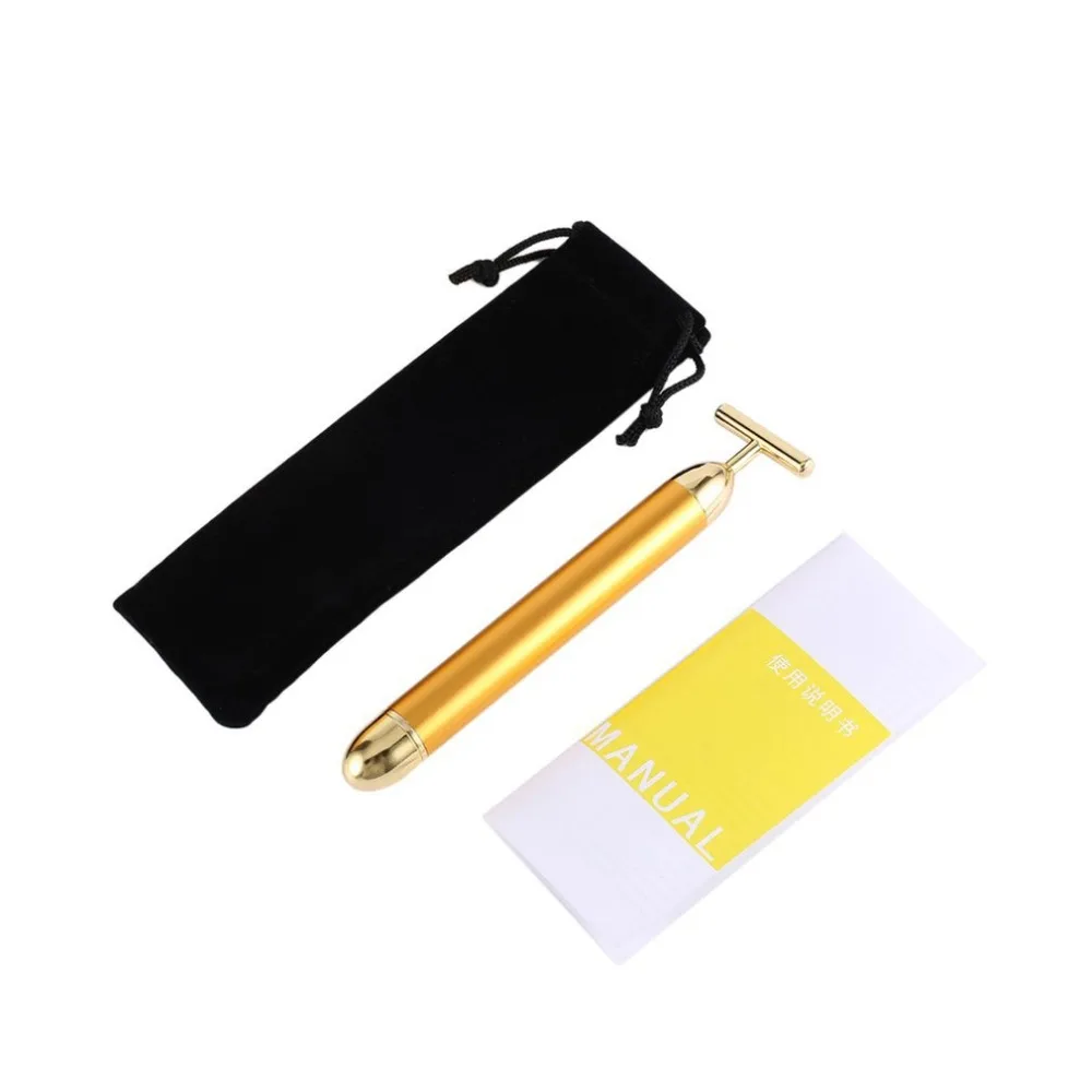 Лицевой валик для красоты Массажная палочка 24k золотой цвет Вибрационный