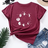 jfuncy oversize womens tops funny moon print graphic tshirt female shirts summer casual short sleeve basic tee cotton t shirt