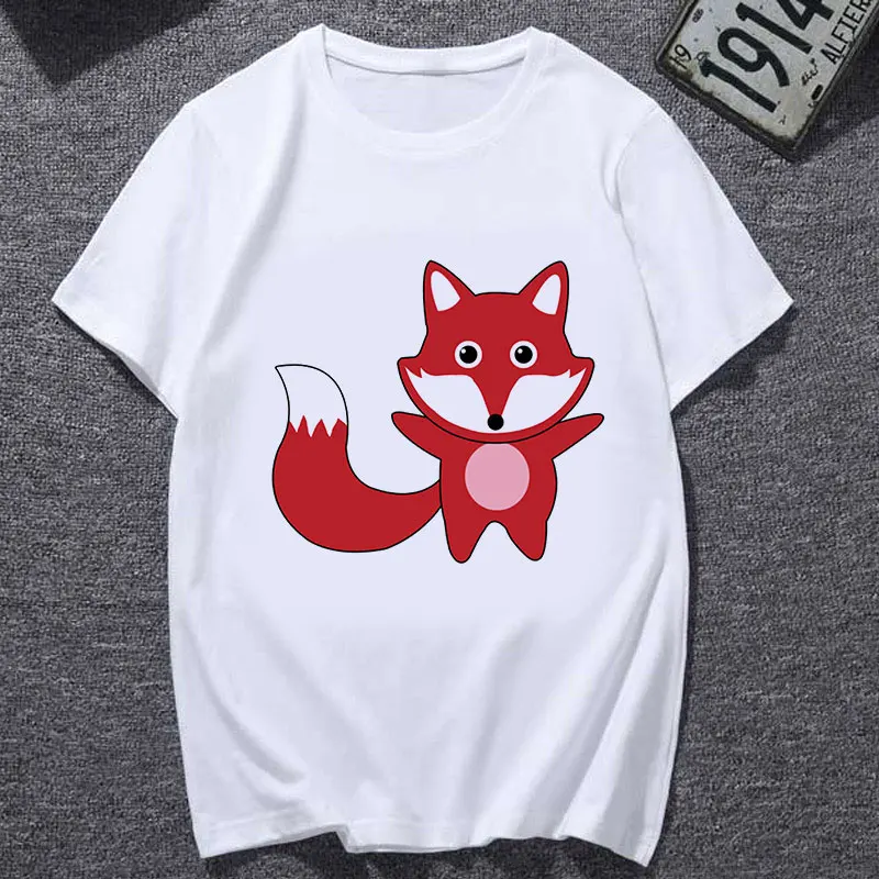 

Cute Fox Cartoon Printed Ladies T-shirt O-Neck Harajuku Graphic T-shirt Short Sleeve Summer TShirt hot selling clothing