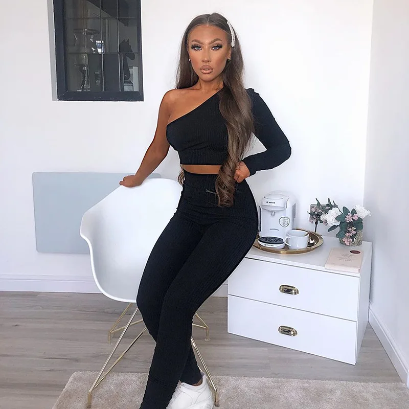 Европейская и американская мода повседневная женская одежда с одним плечом