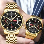 Часы наручные NIBOSI Мужские кварцевые, модные спортивные брендовые Роскошные водонепроницаемые с хронографом
