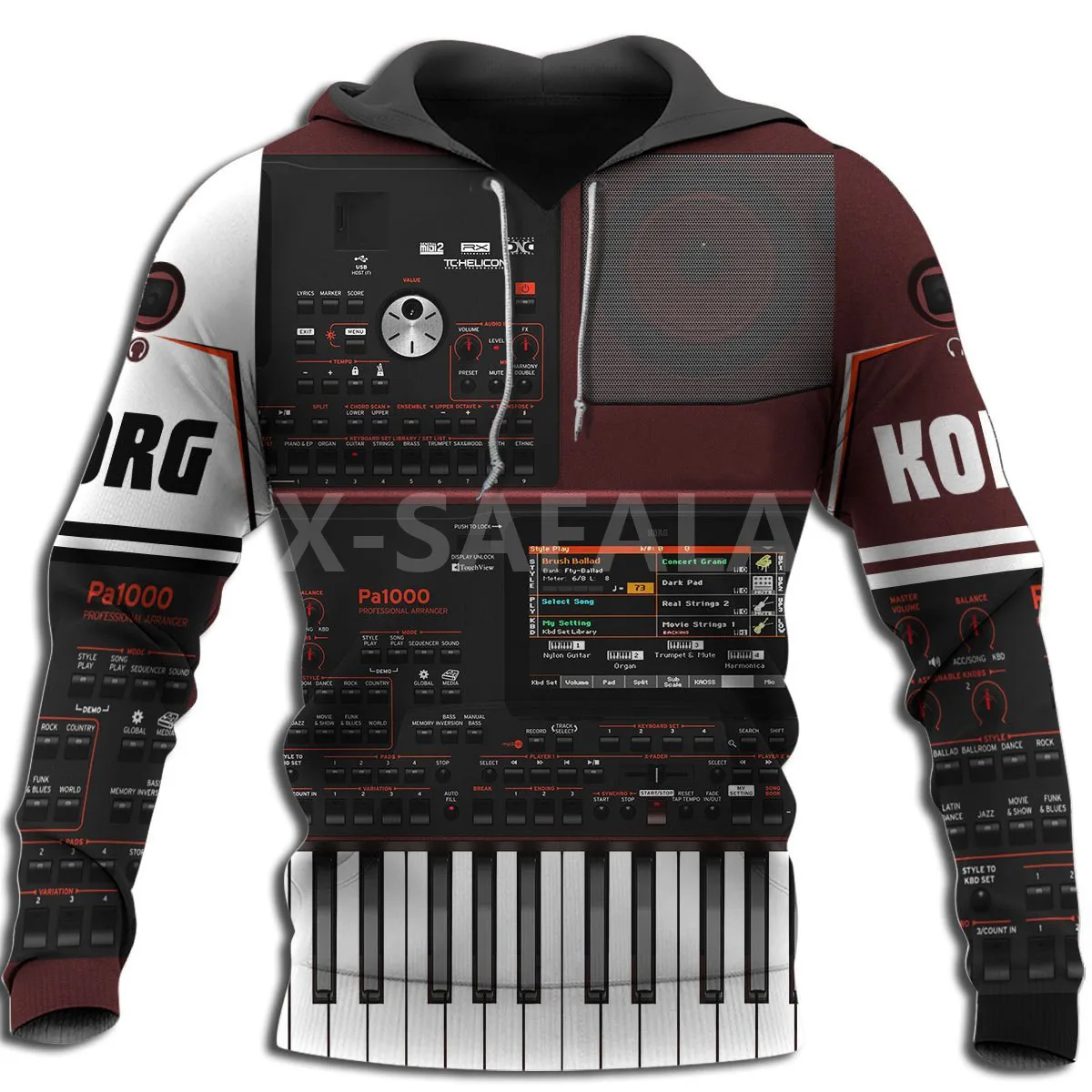 Толстовка Мужская/женская с 3D принтом свитшот клавиатурой пианино музыкальным