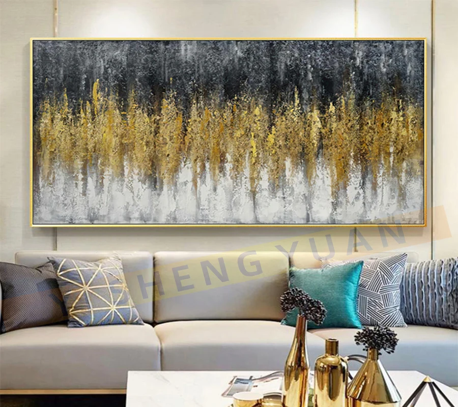 

Abstract 3D Gold Thick Art Handmade Oil Painting Canvas Gold Paintings Wall Pictures Art Wall Artwork For Dining Room Decoration