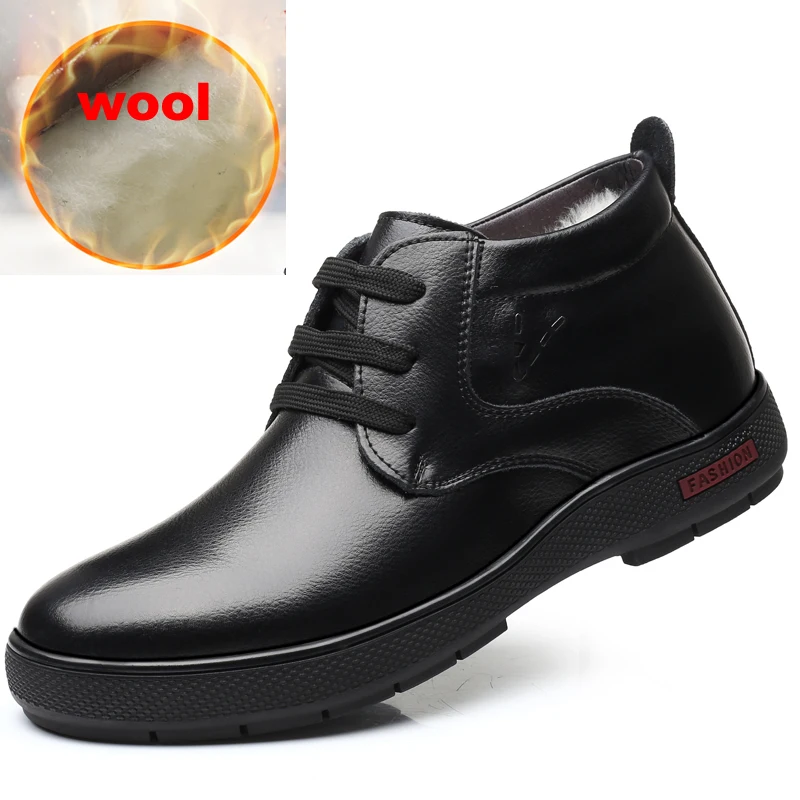 

Handmade Genuine Leather Wool Warm Men Boots Winter Ankle Snow Boots Fashion Casual Footwear Men Shoes
