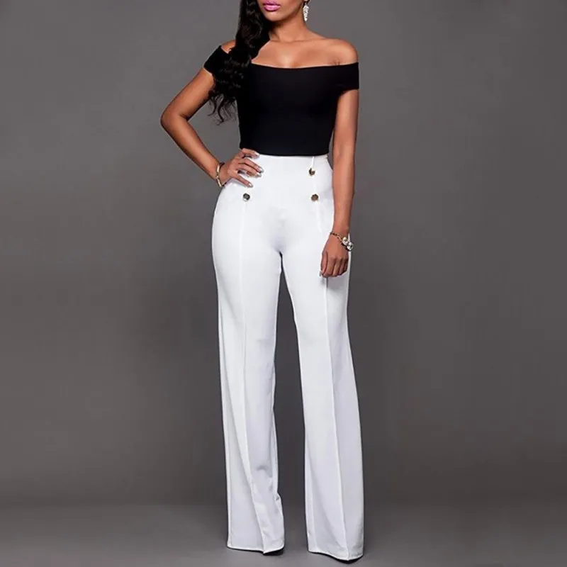 

Spring slim professional women western-style trousers white black pants mid waist plus size formal Female Straight Pants Hot Sal