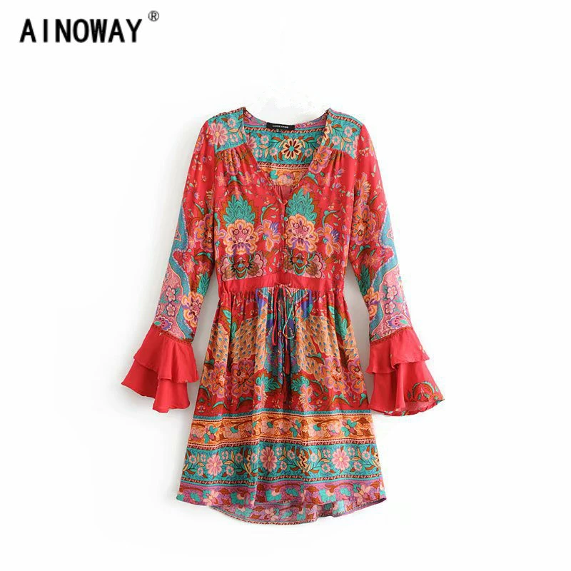 Винтажное шикарное женское пляжное мини платье с цветочным принтом и