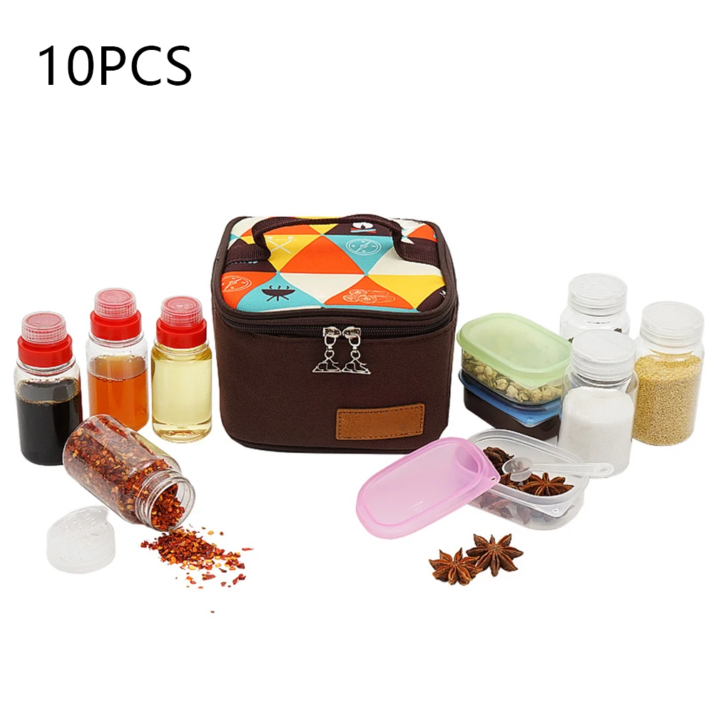 

10PCS BBQ Spice Jars Set Portable Waterproof Seasoning Bottles Can Spice Seasoning Box Salt Container Storage Bag For Travel