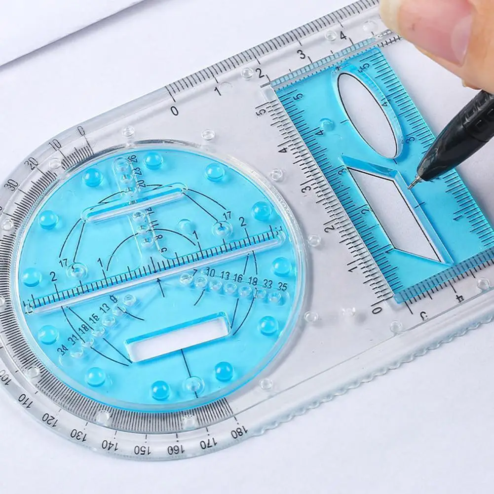 

For School Multifunctional Primary School Activity Drawing Geometric Measuring Ruler Compass Ruler Set Tool Protra Q0r6