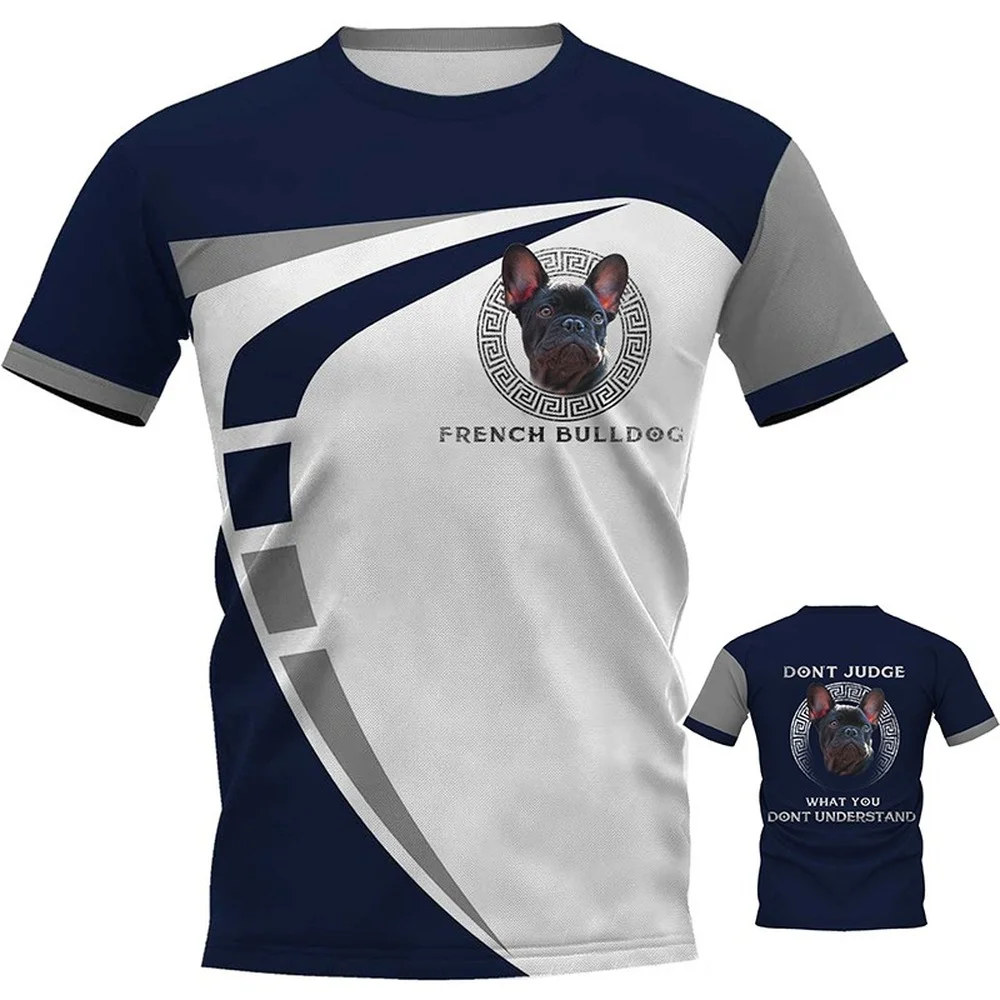 

CLOOCL Men T-shirt French Bulldog 3D Print Chest Dog Face Logo Tee Shirt Clothing Unisex Fashion Streetwear Short Sleeve Tops
